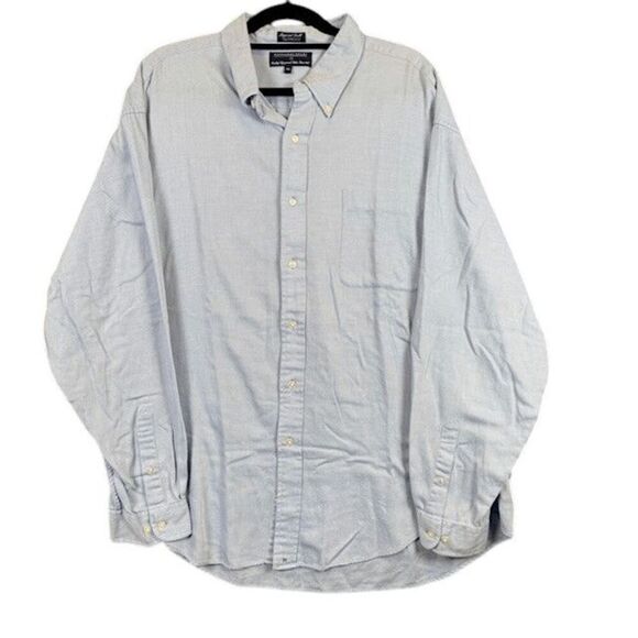 Hathaway Sport Imperial Twill Combed Cotton Soft Button Front Shirt Blue XXL - Picture 1 of 8